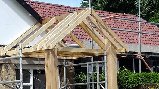 front door sheltered area being built